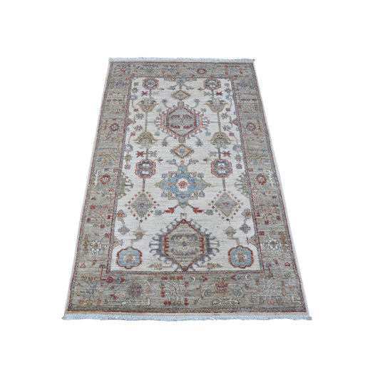 Heriz Wool Hand Knotted Rug Ivory Ivory 2.11X5.1 -O089039