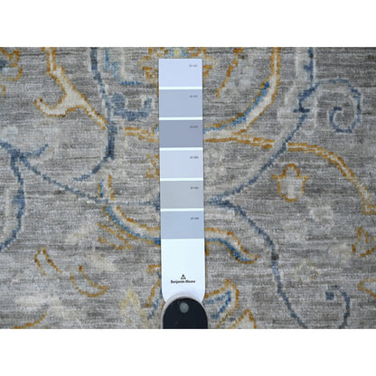 Oushak And Peshawar Wool Hand Knotted Rug Grey Silver 3.0X7.8 -O089040