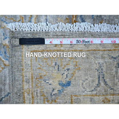 Oushak And Peshawar Wool Hand Knotted Rug Grey Silver 3.0X7.8 -O089040