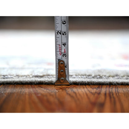 Tribal & Geometric Wool Hand Knotted Rug Grey Ivory 2.6X9.9 -O089041