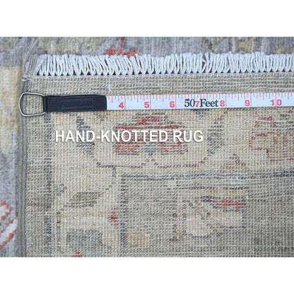 Tribal & Geometric Wool Hand Knotted Rug Grey Ivory 2.6X9.9 -O089041