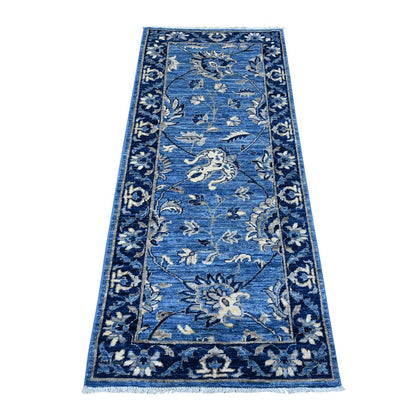 Oushak And Peshawar Wool Hand Knotted Rug Blue Blue 2.6X5.10 -O089042