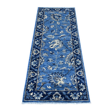 Oushak And Peshawar Wool Hand Knotted Rug Blue Blue 2.6X5.10 -O089042