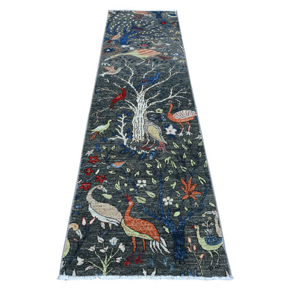 Oushak And Peshawar Wool Hand Knotted Rug Grey No Border 2.7X9.9 -O089046