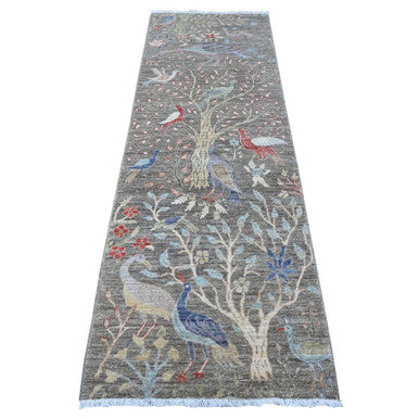Oushak And Peshawar Wool Hand Knotted Rug Grey No Border 2.7X7.10 -O089047