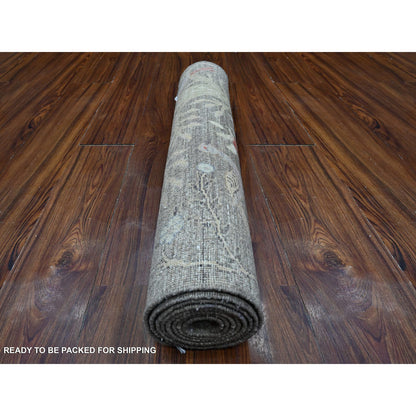 Oushak And Peshawar Wool Hand Knotted Rug Grey No Border 2.7X7.10 -O089047