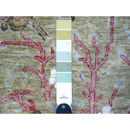 Oushak And Peshawar Wool Hand Knotted Rug Green No Border 2.9X5.11 -O089048
