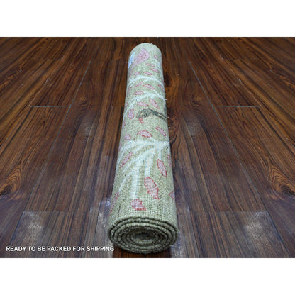 Oushak And Peshawar Wool Hand Knotted Rug Green No Border 2.9X5.11 -O089048