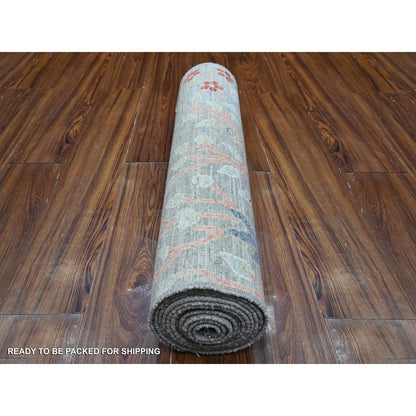 Oushak And Peshawar Wool Hand Knotted Rug Grey No Border 2.6X11.5 -O089049