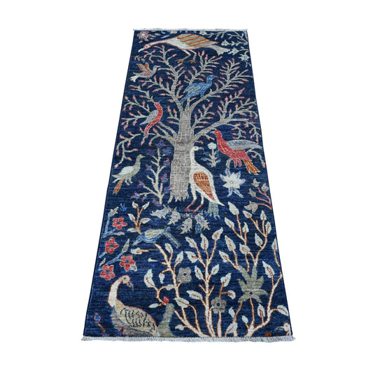 Oushak And Peshawar Wool Hand Knotted Rug Blue No Border 2.4X5.10 -O089051