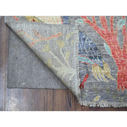 Oushak And Peshawar Wool Hand Knotted Rug Grey No Border 2.8X7.9 -O089052