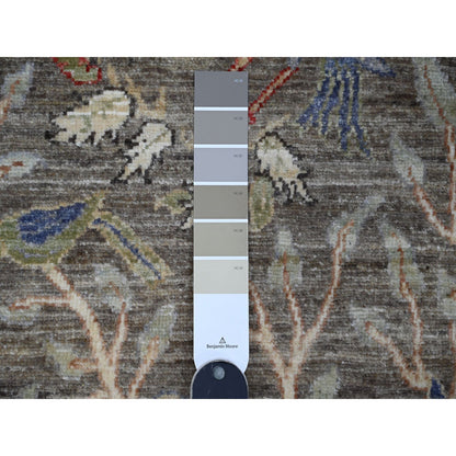 Oushak And Peshawar Wool Hand Knotted Rug Grey No Border 2.7X9.8 -O089055