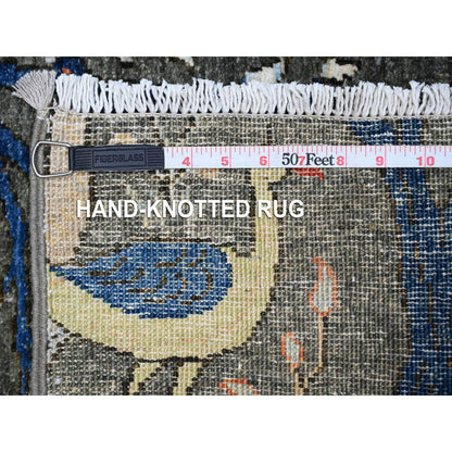 Oushak And Peshawar Wool Hand Knotted Rug Grey No Border 2.6X9.9 -O089056