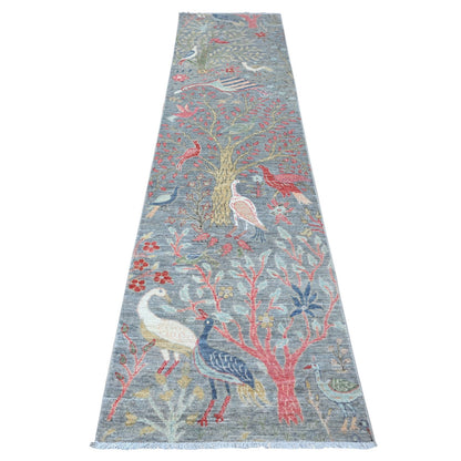 Oushak And Peshawar Wool Hand Knotted Rug Grey No Border 2.5X9.5 -O089058