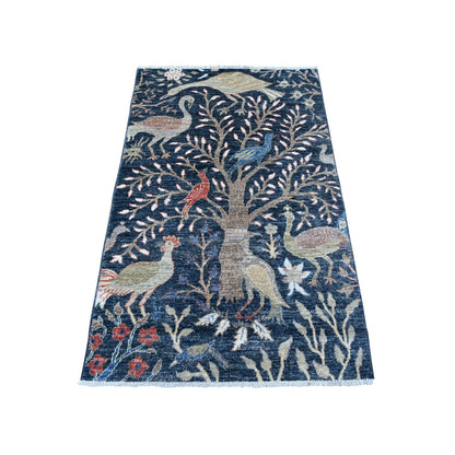 Oushak And Peshawar Wool Hand Knotted Rug Blue No Border 3.1X4.11 -O089059