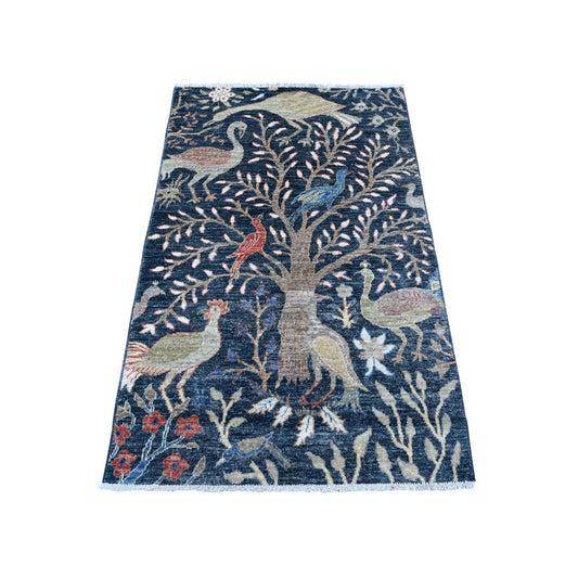 Oushak And Peshawar Wool Hand Knotted Rug Blue No Border 3.1X4.11 -O089059