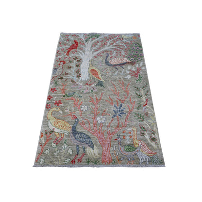 Oushak And Peshawar Wool Hand Knotted Rug Green No Border 3.2X4.10 -O089062
