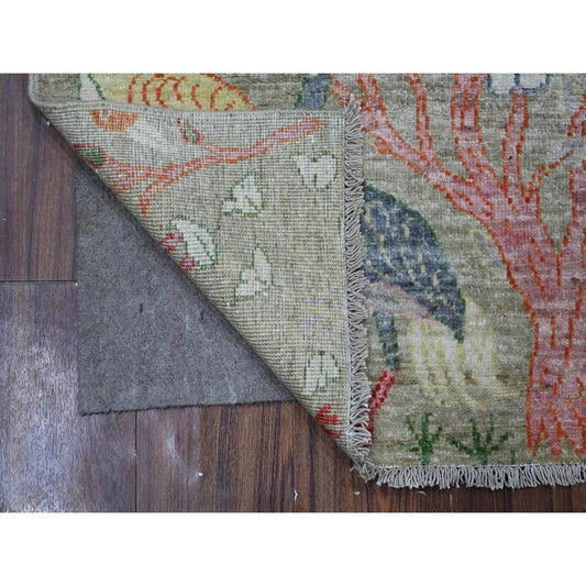 Oushak And Peshawar Wool Hand Knotted Rug Green No Border 3.2X4.10 -O089062