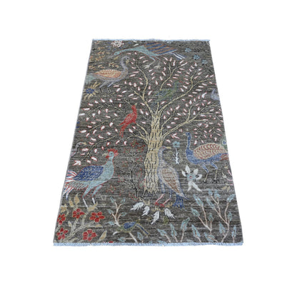 Oushak And Peshawar Wool Hand Knotted Rug Grey No Border 3.1X5.2 -O089064