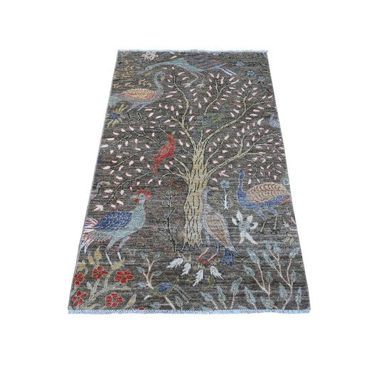 Oushak And Peshawar Wool Hand Knotted Rug Grey No Border 3.1X5.2 -O089064