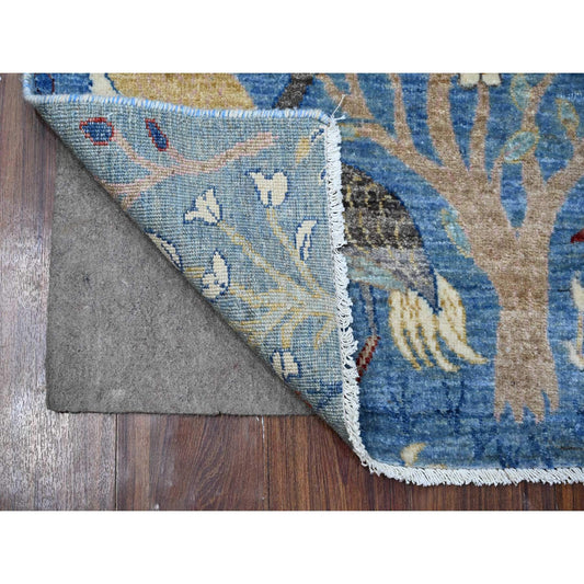 Oushak And Peshawar Wool Hand Knotted Rug Blue No Border 2.6X9.9 -O089067
