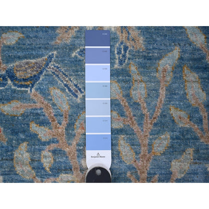 Oushak And Peshawar Wool Hand Knotted Rug Blue No Border 2.6X9.9 -O089069