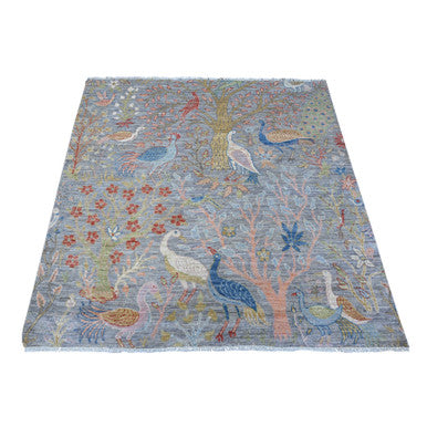 Oushak And Peshawar Wool Hand Knotted Rug Grey No Border 5.0X5.1 -O089073