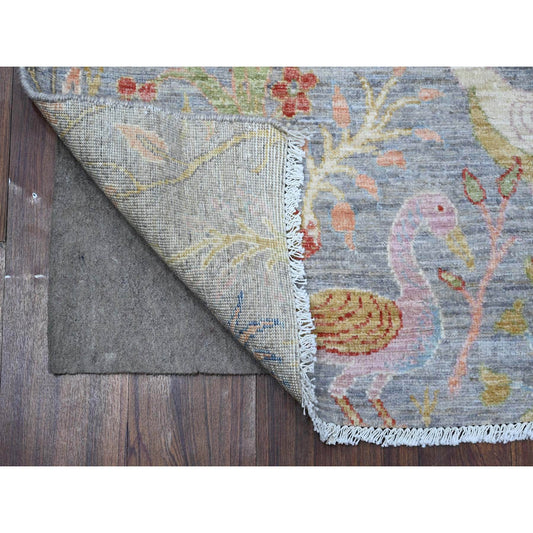 Oushak And Peshawar Wool Hand Knotted Rug Grey No Border 5.0X5.1 -O089073