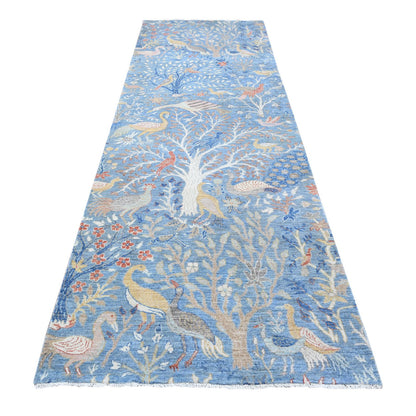 Oushak And Peshawar Wool Hand Knotted Rug Blue No Border 4.0X11.10 -O089074