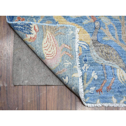 Oushak And Peshawar Wool Hand Knotted Rug Blue No Border 4.0X11.10 -O089074