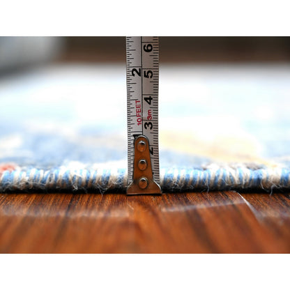 Oushak And Peshawar Wool Hand Knotted Rug Blue No Border 4.0X11.10 -O089074