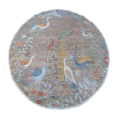 Oushak And Peshawar Wool Hand Knotted Rug Grey No Border 5.1X5.1 -O089075