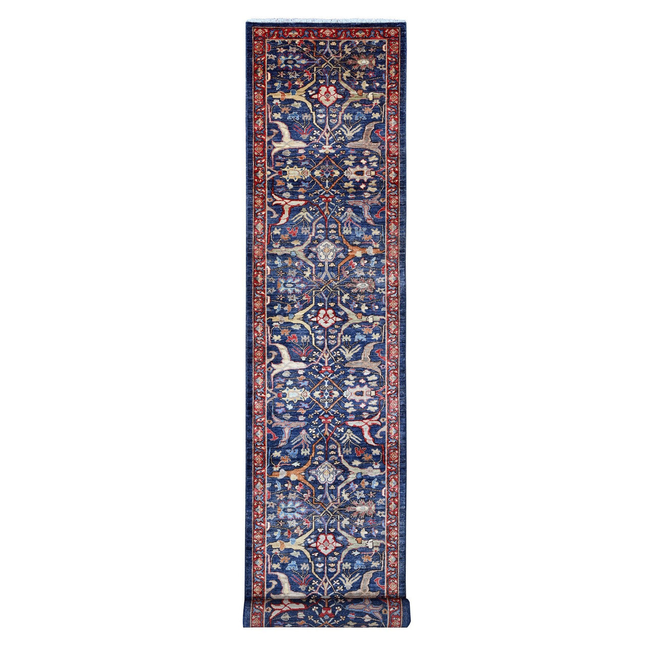 Red 3'2" x 19'5" Oushak And Peshawar Hand knotted Wool Rug - Sku: O089077