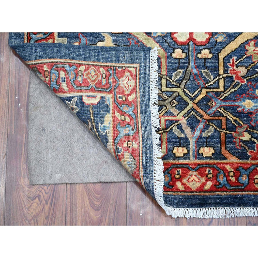 Oushak And Peshawar Wool Hand Knotted Rug Blue Red 3.2X19.5 -O089077