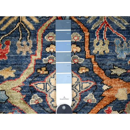 Oushak And Peshawar Wool Hand Knotted Rug Blue Red 3.2X19.5 -O089077