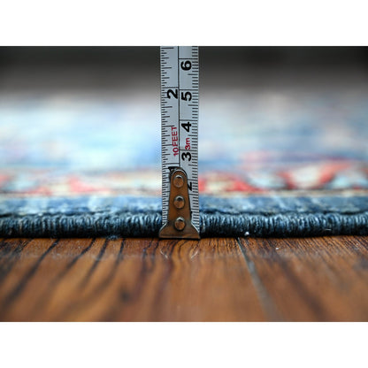 Oushak And Peshawar Wool Hand Knotted Rug Blue Red 3.2X19.5 -O089077