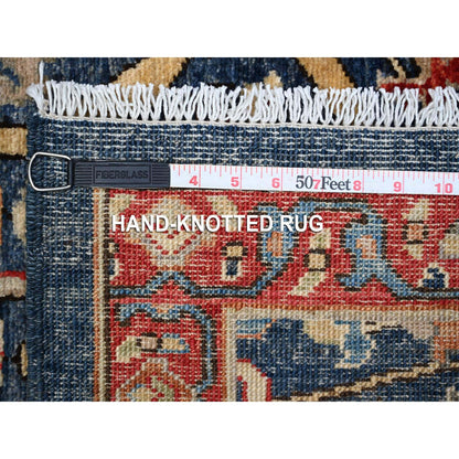 Oushak And Peshawar Wool Hand Knotted Rug Blue Red 3.2X19.5 -O089077