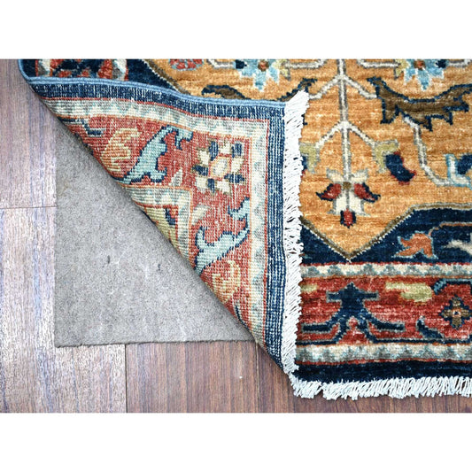 Oushak And Peshawar Wool Hand Knotted Rug Blue Red 2.6X5.11 -O089078