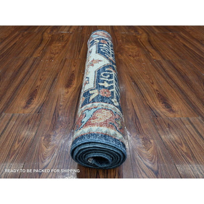 Oushak And Peshawar Wool Hand Knotted Rug Blue Red 2.6X5.11 -O089078