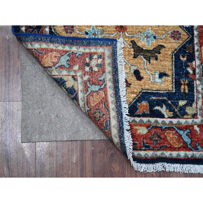 Oushak And Peshawar Wool Hand Knotted Rug Blue Red 2.6X8.1 -O089080