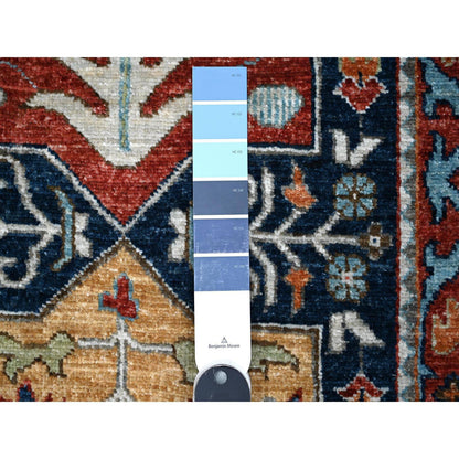 Oushak And Peshawar Wool Hand Knotted Rug Blue Red 2.6X8.1 -O089080