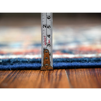 Oushak And Peshawar Wool Hand Knotted Rug Blue Red 2.6X8.1 -O089080