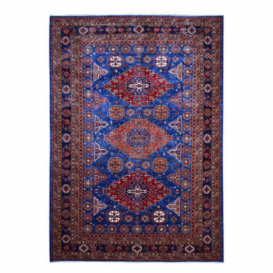 Kazak Wool Hand Knotted Rug Blue Blue 9.8X13.7 -O089081