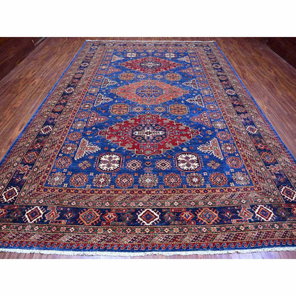 Kazak Wool Hand Knotted Rug Blue Blue 9.8X13.7 -O089081