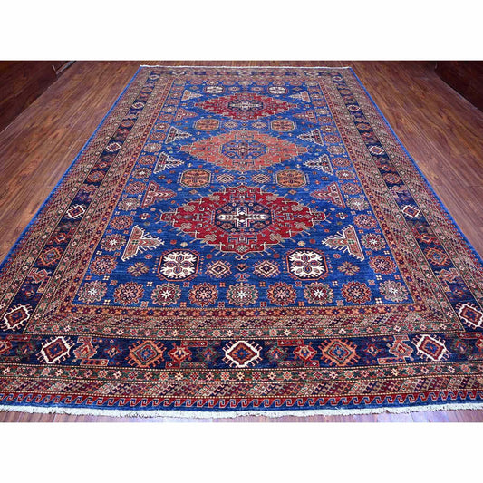 Kazak Wool Hand Knotted Rug Blue Blue 9.8X13.7 -O089081