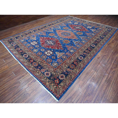 Kazak Wool Hand Knotted Rug Blue Blue 9.8X13.7 -O089081