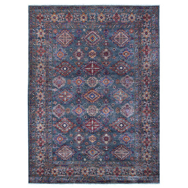 Kazak Wool Hand Knotted Rug Grey Red 8.11X12.1 -O089084