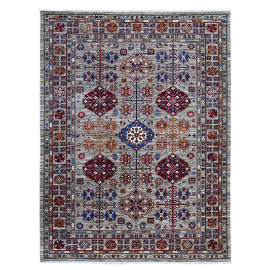 Kazak Wool Hand Knotted Rug Grey Gray 7.11X10.3 -O089089
