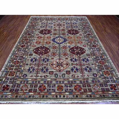 Kazak Wool Hand Knotted Rug Grey Gray 7.11X10.3 -O089089