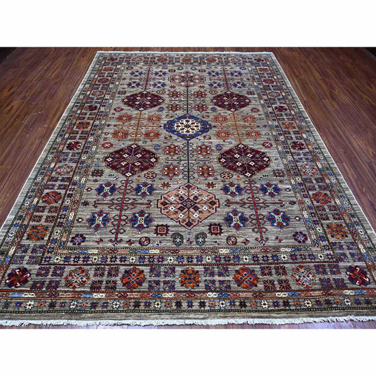 Kazak Wool Hand Knotted Rug Grey Gray 7.11X10.3 -O089089